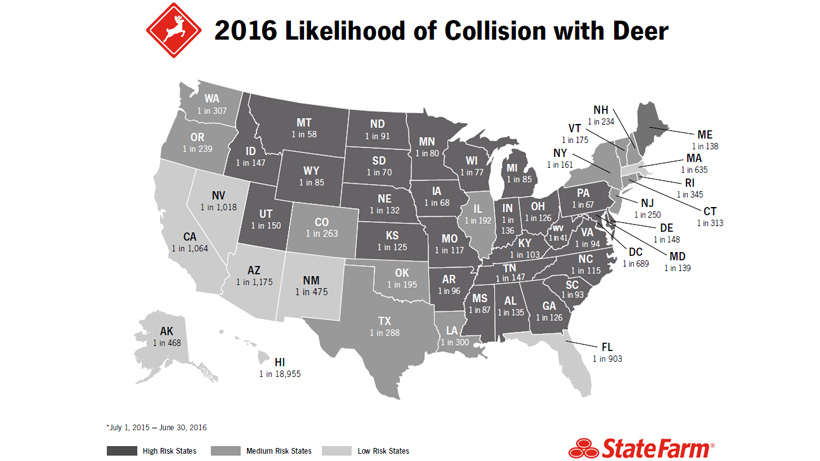 State Farm Collision with Deer Map State Farm Collision with Deer Map