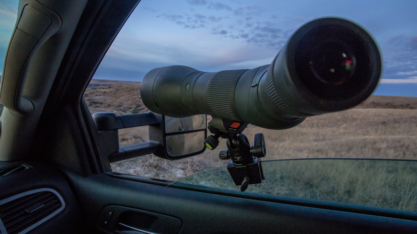 Angled Vortex spotting scope glassing from window Angled Vortex spotting scope glassing from window