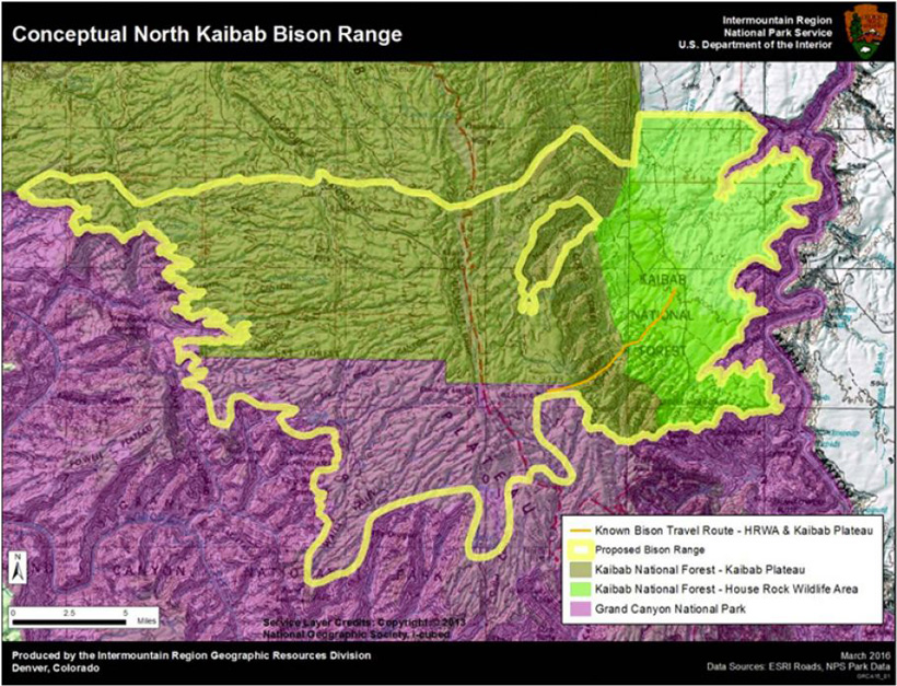 Arizona Kaibab bison map Arizona Kaibab bison map