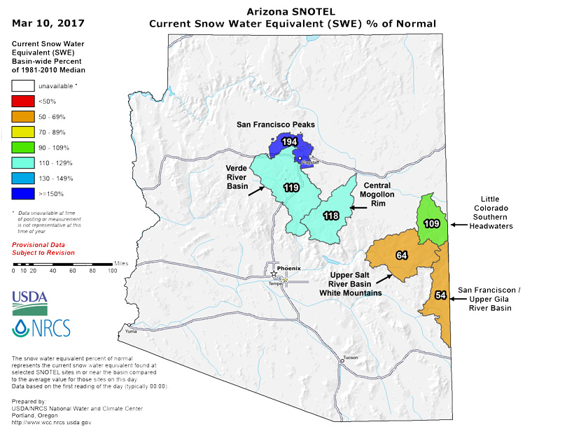 Arizona snow water equivalent March 2017 Arizona snow water equivalent March 2017