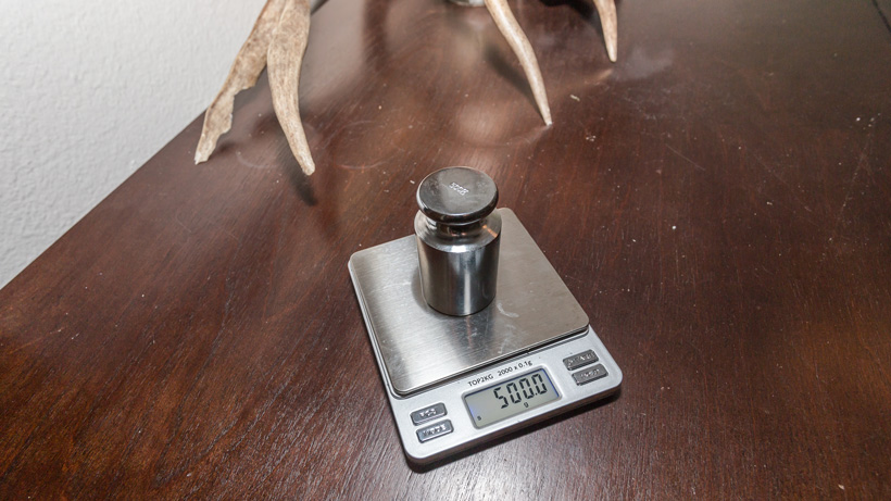 Calibrated weight scale for checking backcountry hunting gear Calibrated weight scale for checking backcountry hunting gear