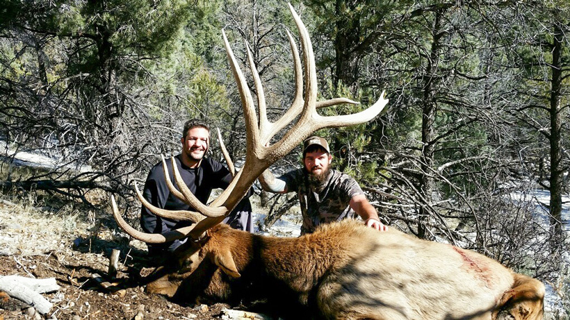 Casey Spanish with his 400 inch Nevada bull elk with Cole Nay Casey Spanish with his 400 inch Nevada bull elk with Cole Nay