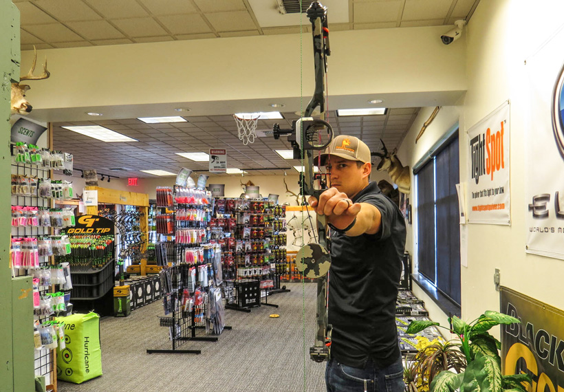 Dave Barnett checking second axis on a bow sight Dave Barnett checking second axis on a bow sight