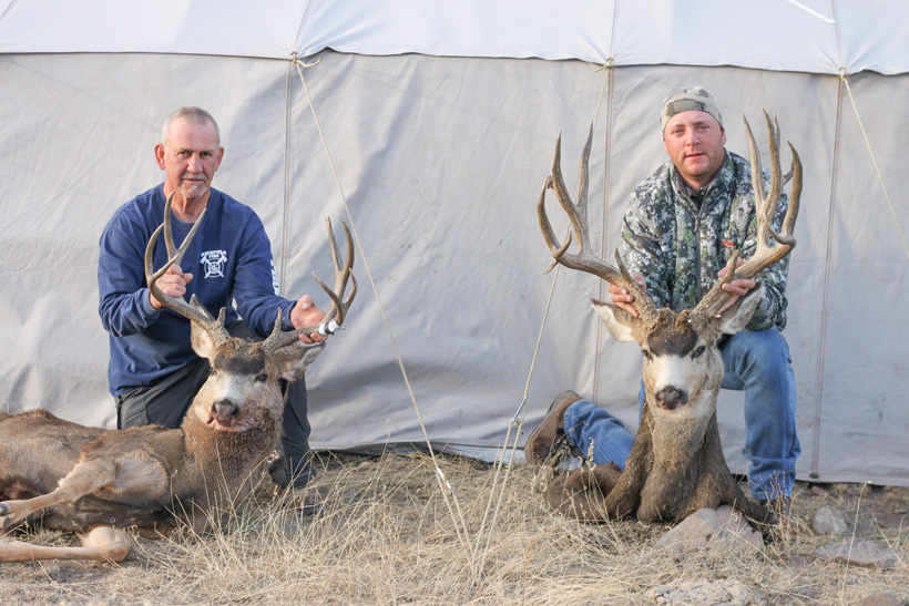 Gayle and Bryant with their mule deer bucks Gayle and Bryant with their mule deer bucks