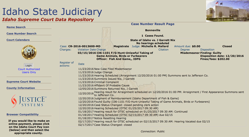 Idaho State Judiciary document on Garrett Nix Idaho State Judiciary document on Garrett Nix