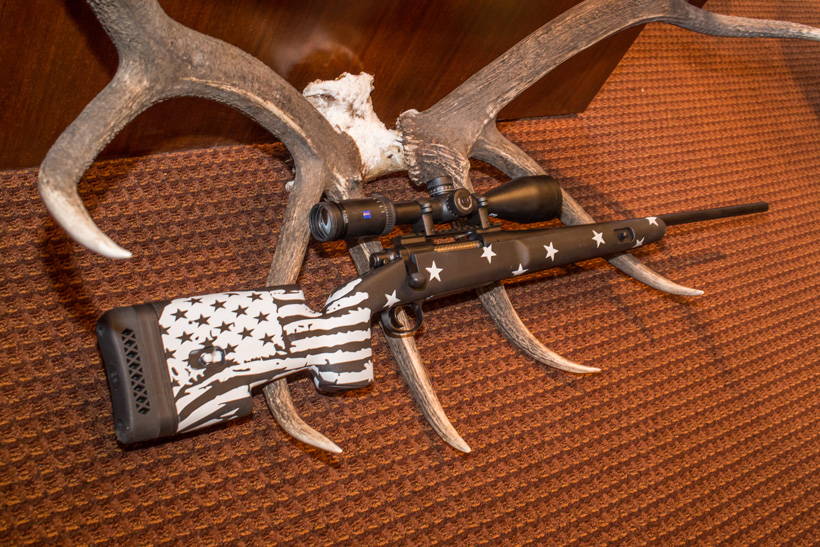 Kody Smith Outlaw Custom Gun on an elk rack Kody Smith Outlaw Custom Gun on an elk rack