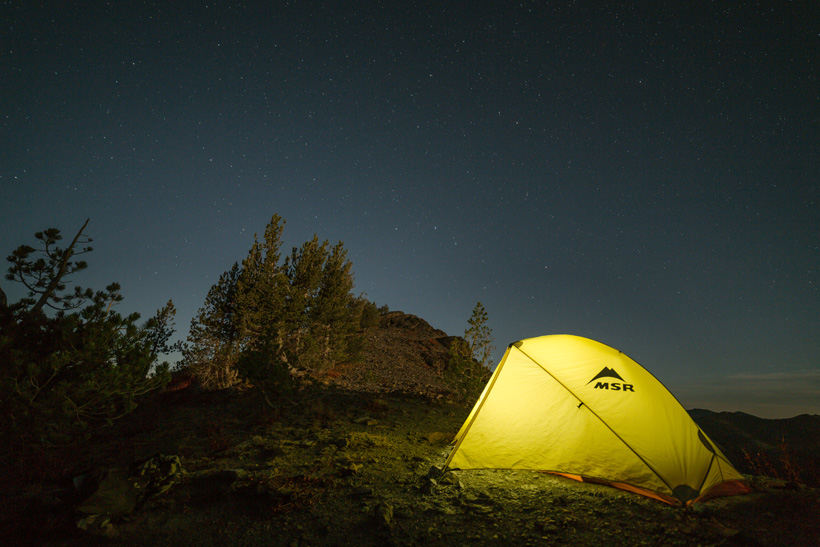 Night tent photo while hunting in the backcountry Night tent photo while hunting in the backcountry