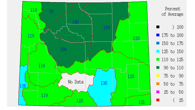 March 2011 snow water equivalent for Wyoming March 2011 snow water equivalent for Wyoming