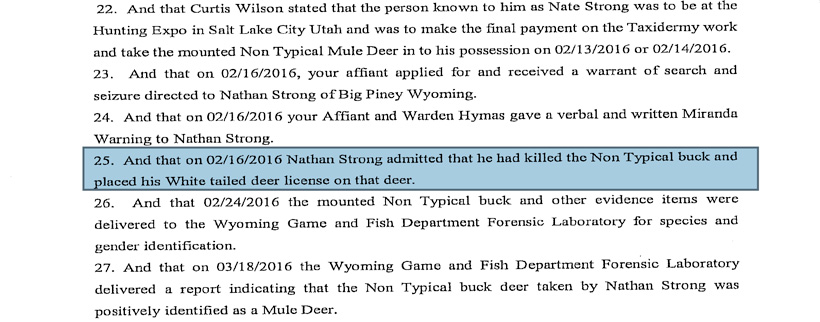 Nathan Strong deer poaching case affidavit Nathan Strong deer poaching case affidavit