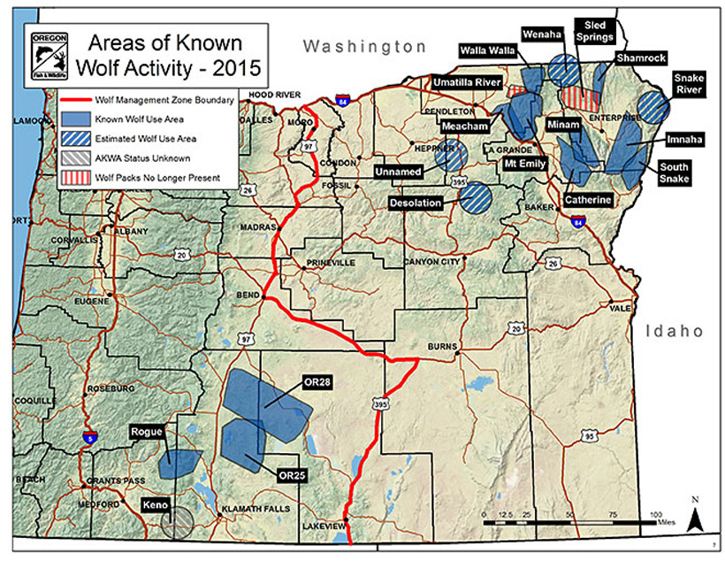 Areas of known wolf activity Areas of known wolf activity