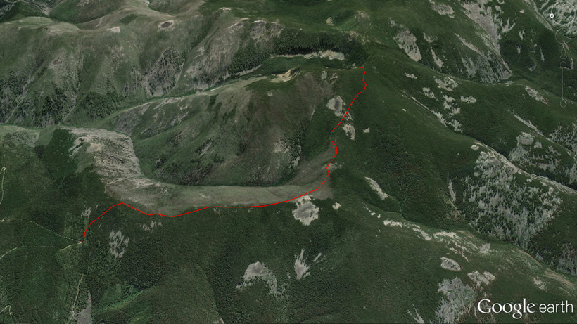 Planned out routes for locating elk sign Planned out routes for locating elk sign