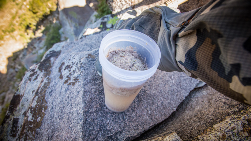 Protein shake in the backcountry Protein shake in the backcountry