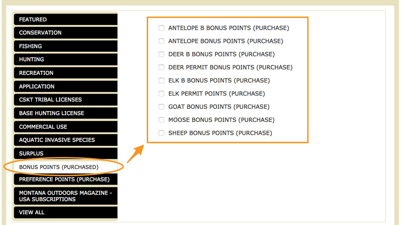 Screenshot of the new Montana bonus point application page Screenshot of the new Montana bonus point application page
