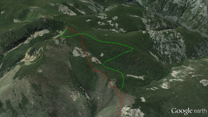 Second planned route to locate elk sign Second planned route to locate elk sign