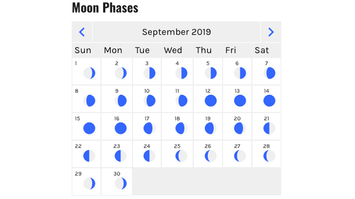 September 2019 moon phase