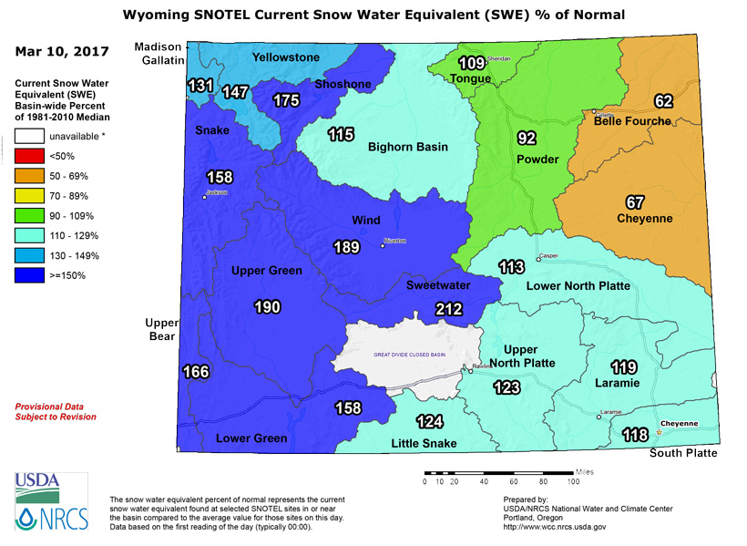 Wyoming snow water equivalent March 2017 Wyoming snow water equivalent March 2017