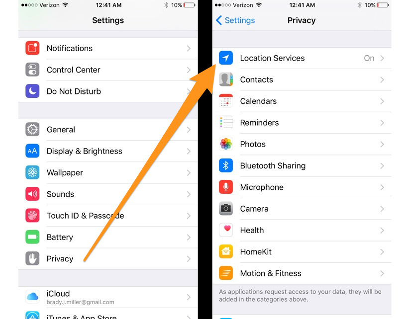 iPhone settings to remove location information iPhone settings to remove location information