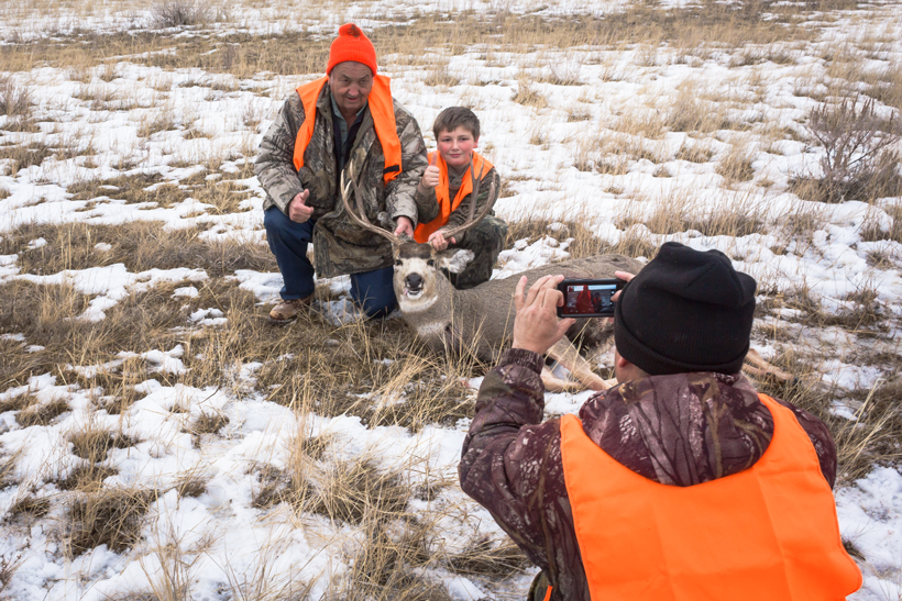 Happy family of hunters Happy family of hunters