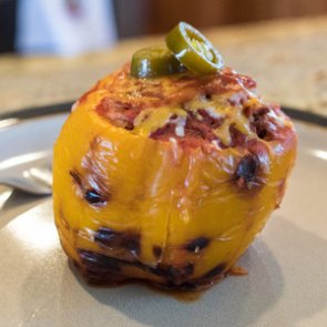 Fire-roasted elk stuffed peppers